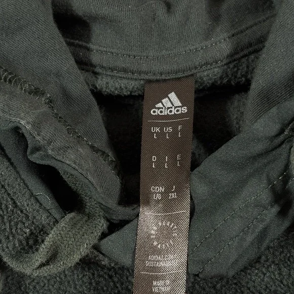 Adidas Hoodie Mens Large Green Fleece Pullover Embroidered Center Logo Sporty - Picture 4 of 7